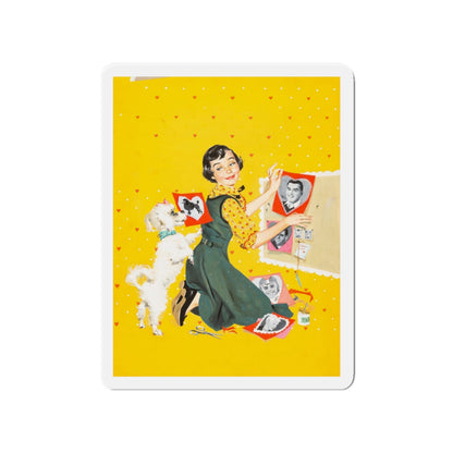 Calling All Girls, cover illustration, February 1957 (Magazine Illustration) Refrigerator Magnet-4" x 4"-The Sticker Space