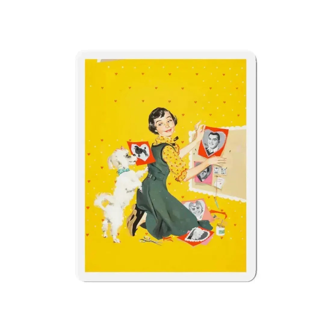 Calling All Girls, cover illustration, February 1957 (Magazine Illustration) Refrigerator Magnet - The Sticker Space