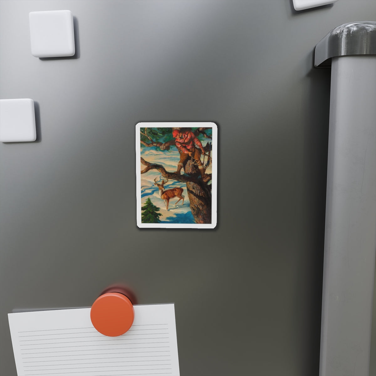 Calling the Buck (Magazine Illustration) Refrigerator Magnet-The Sticker Space