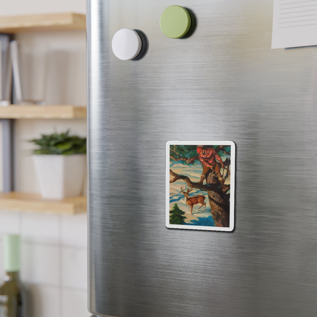 Calling the Buck (Magazine Illustration) Refrigerator Magnet-The Sticker Space