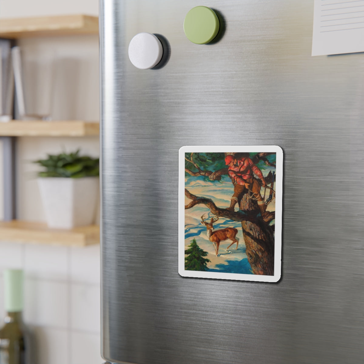 Calling the Buck (Magazine Illustration) Refrigerator Magnet-The Sticker Space