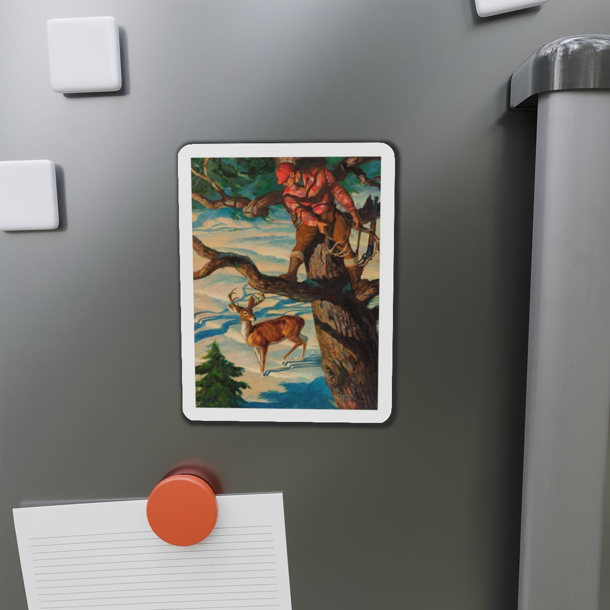 Calling the Buck (Magazine Illustration) Refrigerator Magnet-The Sticker Space