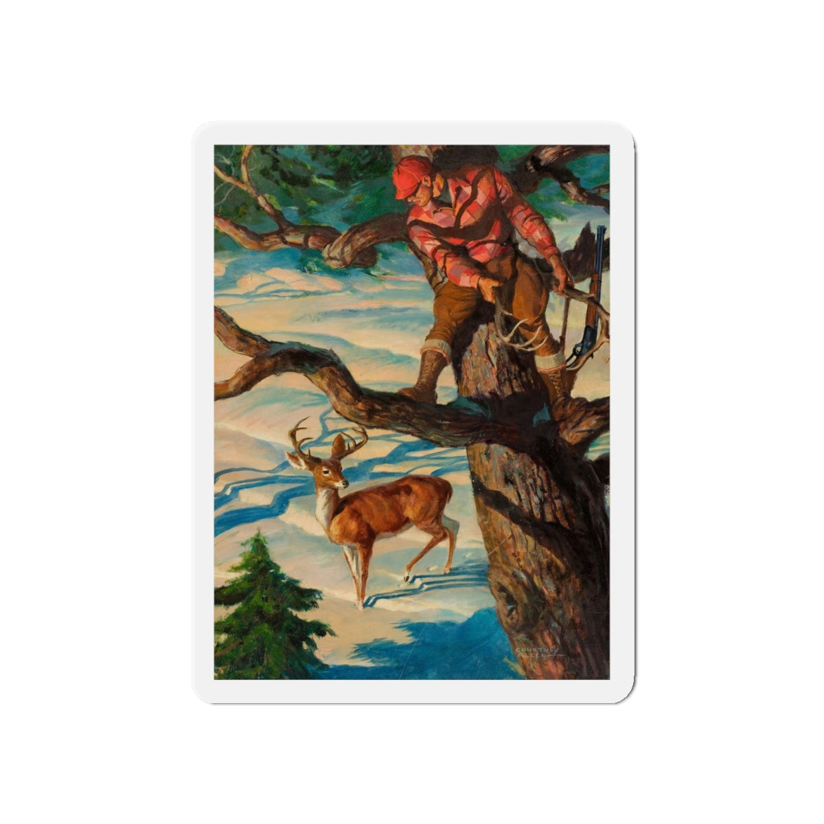 Calling the Buck (Magazine Illustration) Refrigerator Magnet-5" x 5"-The Sticker Space