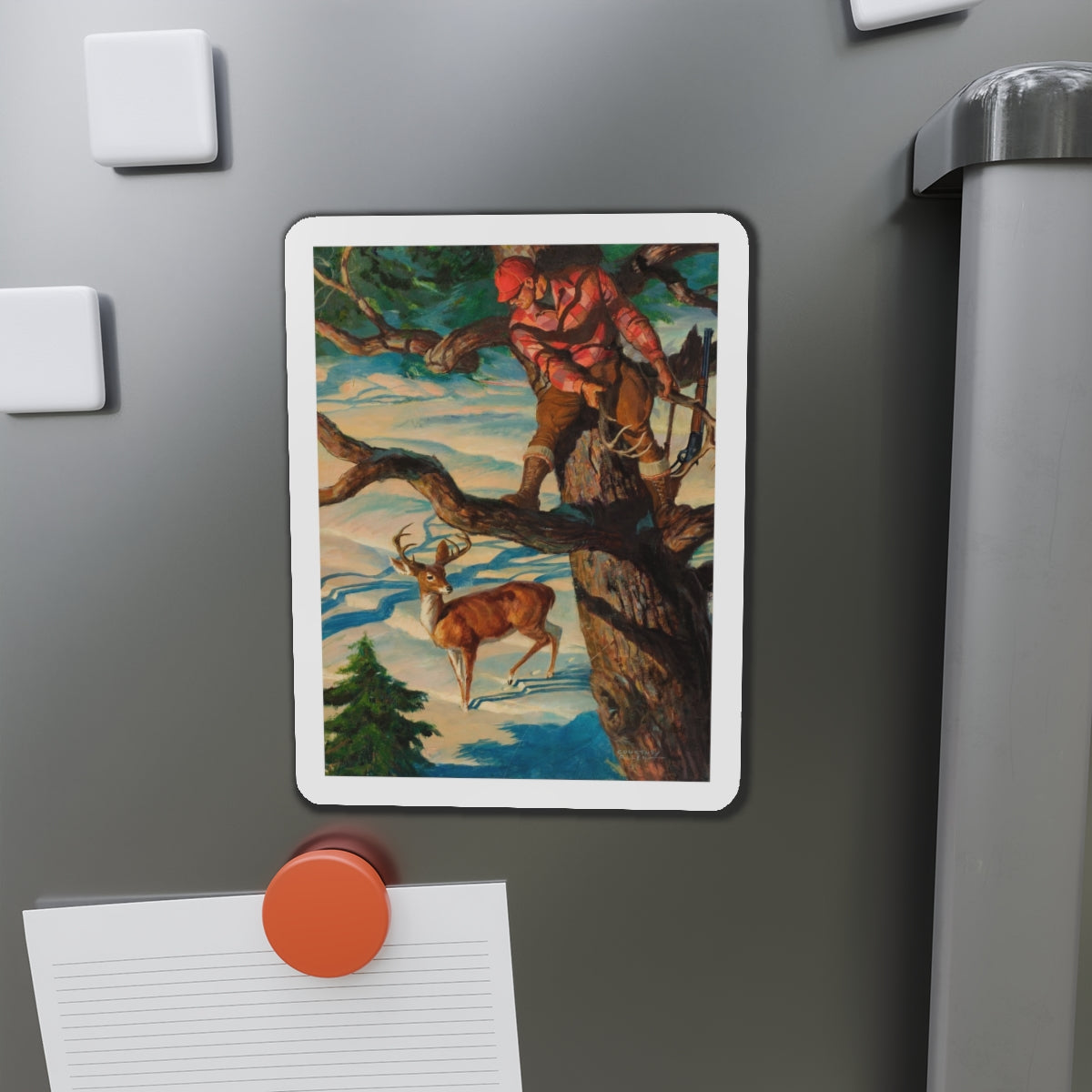 Calling the Buck (Magazine Illustration) Refrigerator Magnet-The Sticker Space