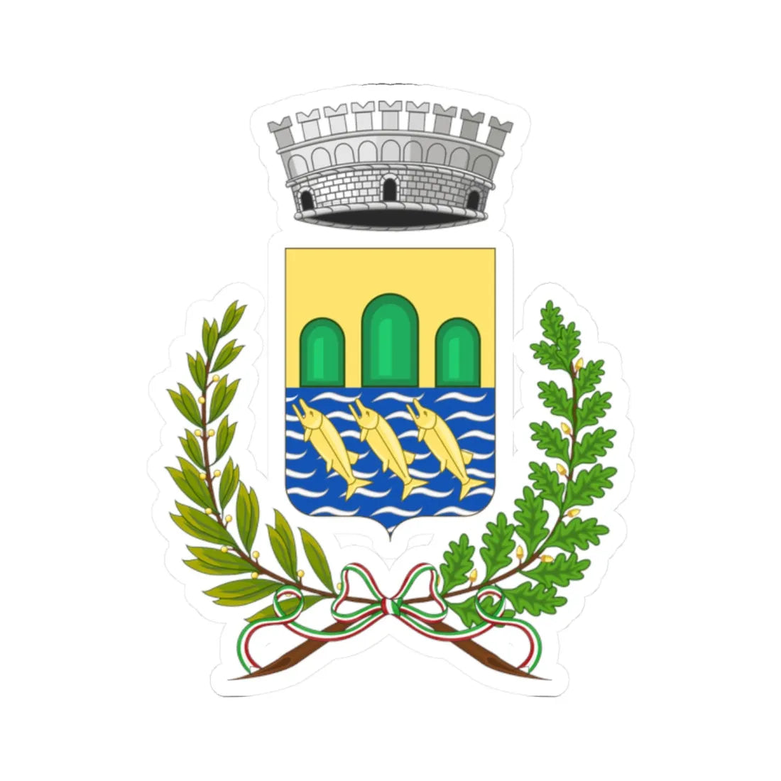 Calopezzati-Stemma (Italy) (Coat of Arms) STICKER Vinyl Kiss-Cut Decal 2 Inch White - The Sticker Space