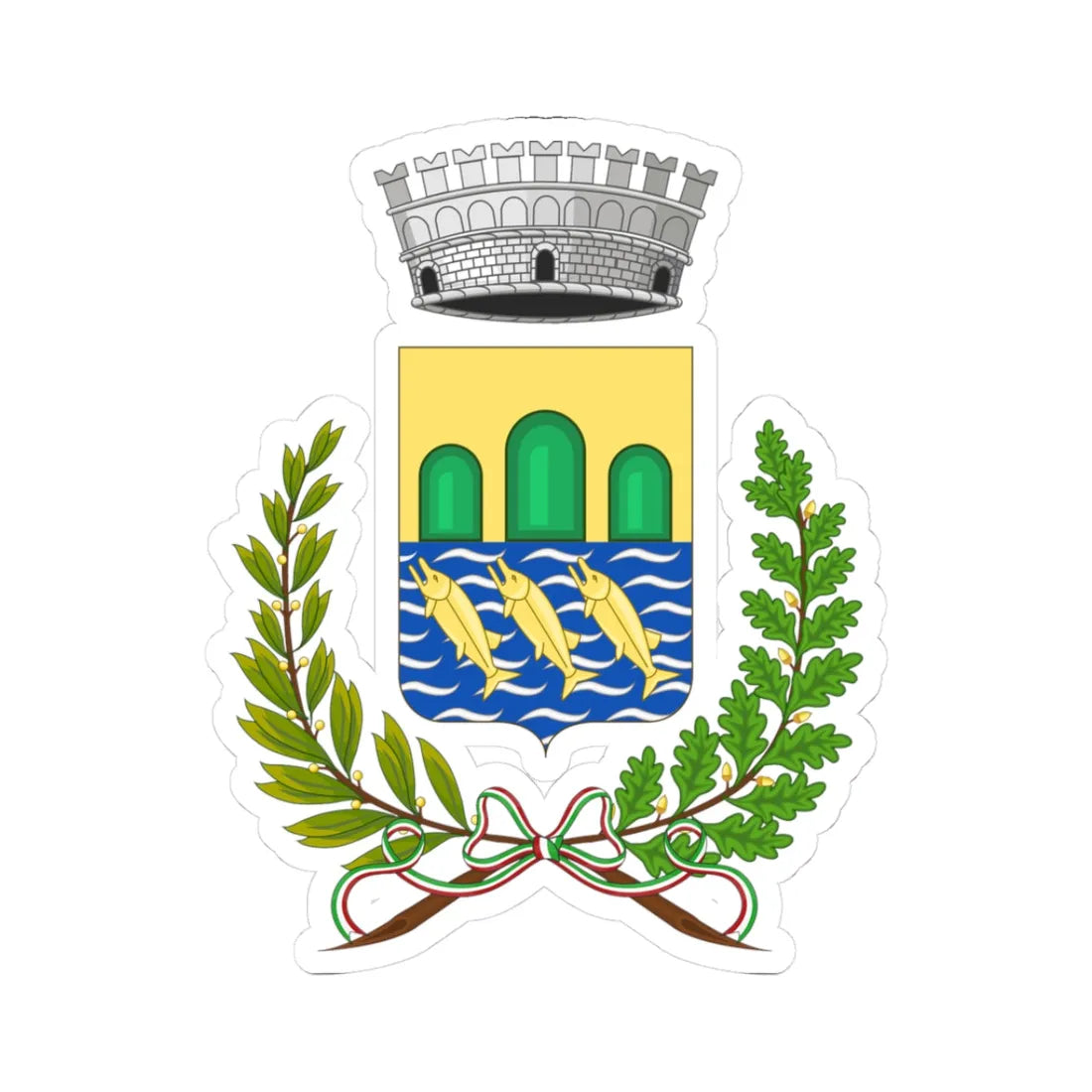 Calopezzati-Stemma (Italy) (Coat of Arms) STICKER Vinyl Kiss-Cut Decal 3 Inch White - The Sticker Space