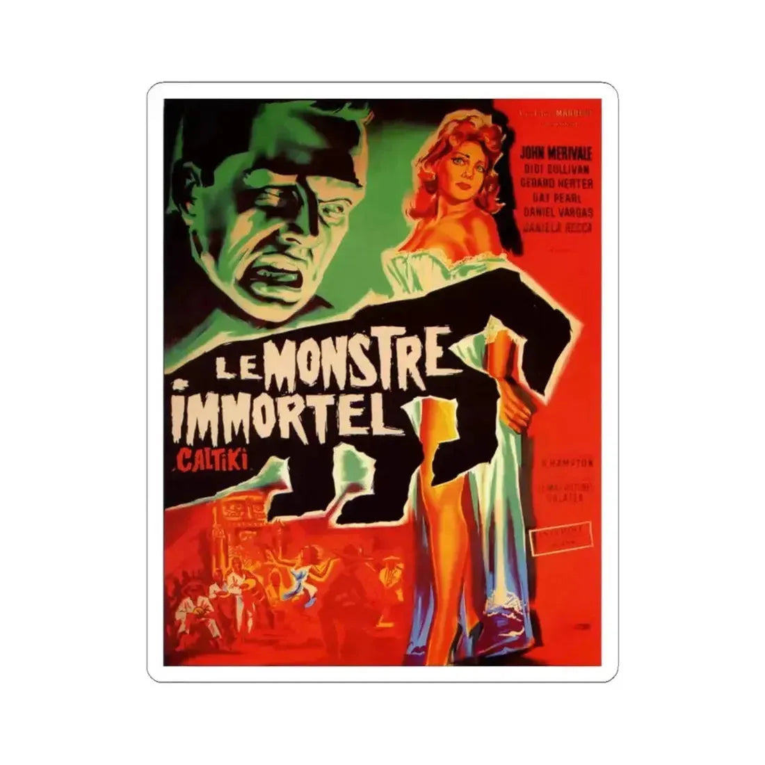 CALTIKI (FRENCH) 1959 Movie Poster - STICKER Vinyl Kiss-Cut Decal 4 Inch White - The Sticker Space