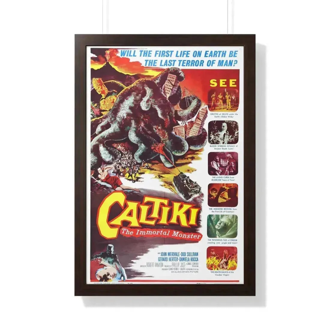 CALTIKI THE IMMORTAL MONSTER 1959 - Framed Movie Poster 20" x 30" Walnut - The Sticker Space