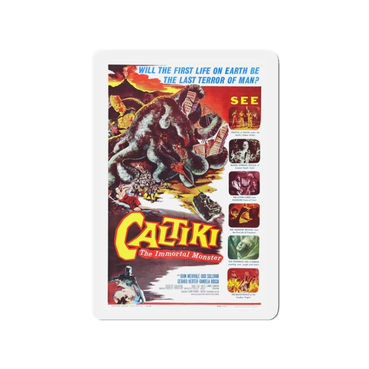 CALTIKI THE IMMORTAL MONSTER 1959 Movie Poster - Die-Cut Magnet-3" x 3"-The Sticker Space