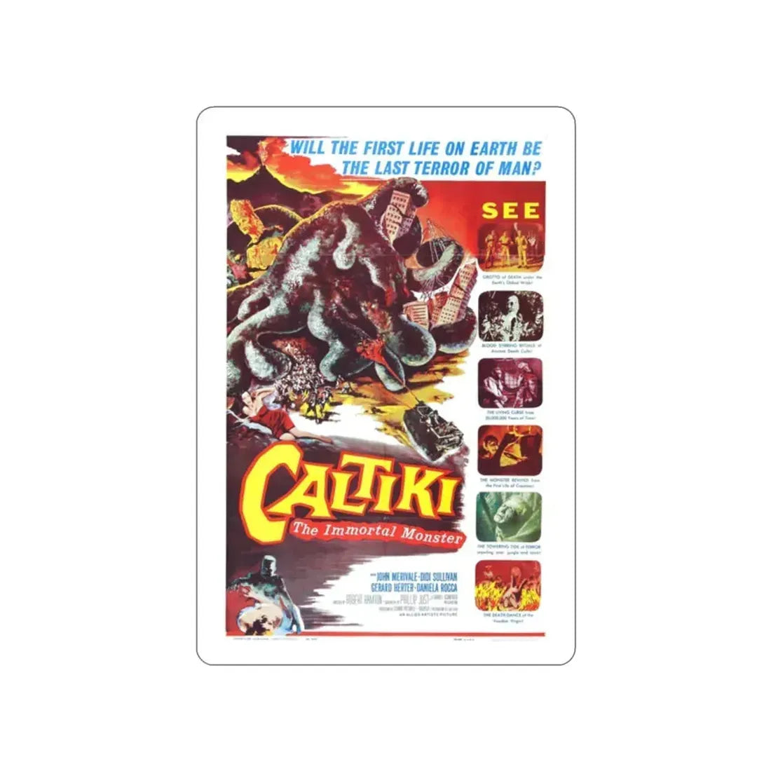 CALTIKI THE IMMORTAL MONSTER 1959 Movie Poster STICKER Vinyl Die-Cut Decal 2 Inch - The Sticker Space