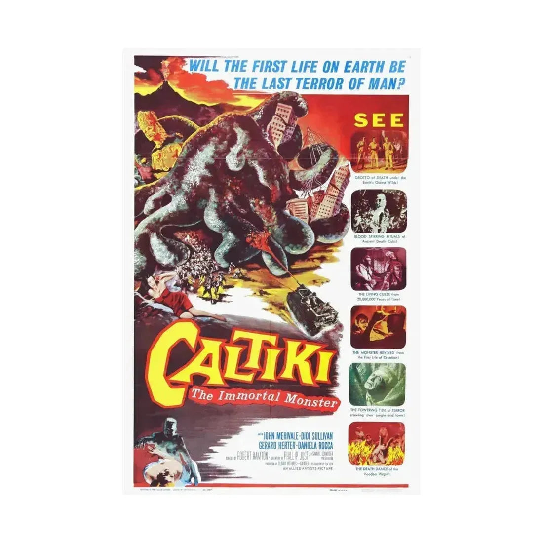 CALTIKI THE IMMORTAL MONSTER 1959 - Paper Movie Poster - The Sticker Space