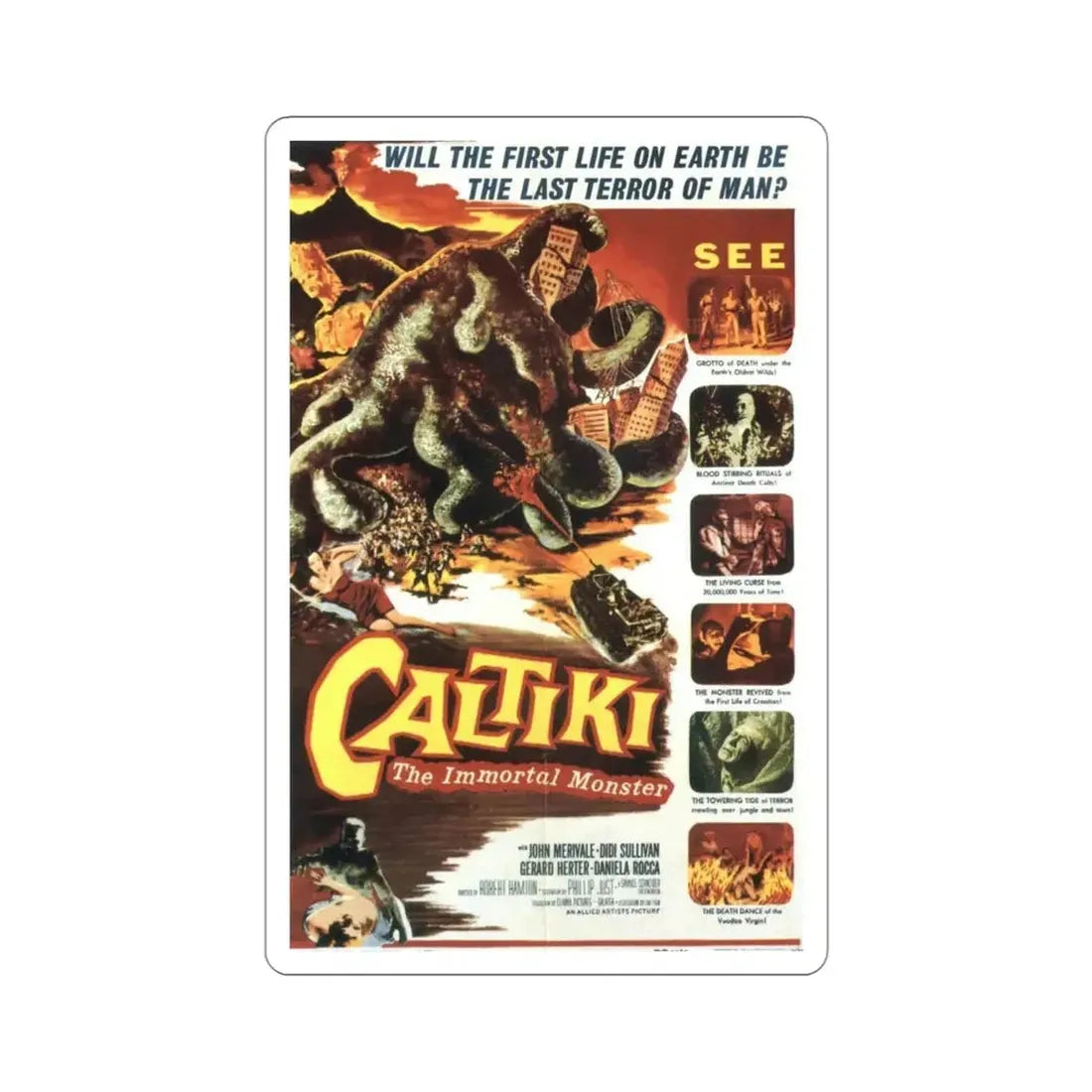 Caltiki the Immortal Monster 1960 Movie Poster STICKER Vinyl Die-Cut Decal - The Sticker Space