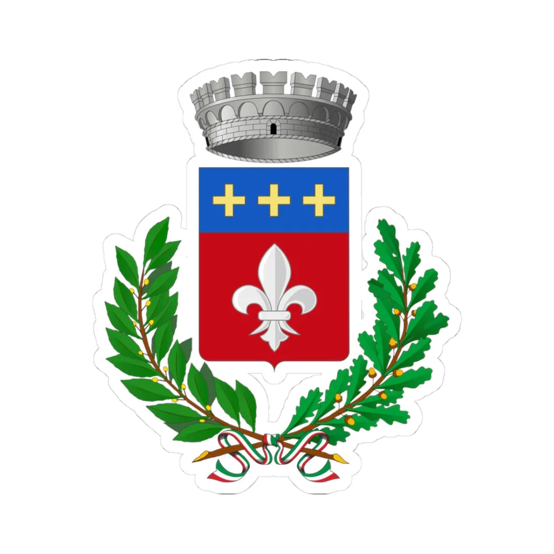 Calvagese della Riviera-Stemma (Italy) (Coat of Arms) STICKER Vinyl Kiss-Cut Decal 3 Inch White - The Sticker Space