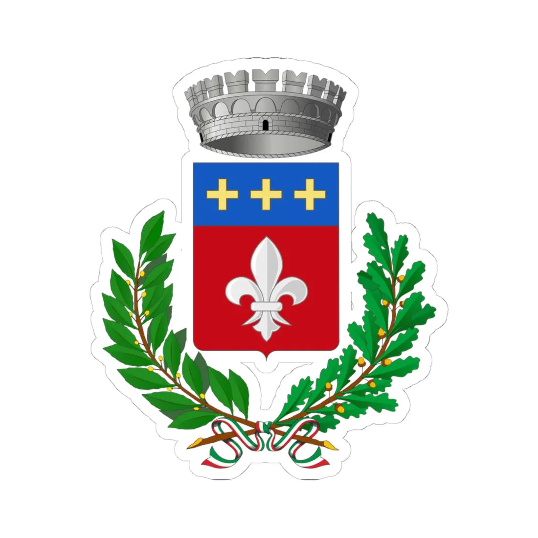 Calvagese della Riviera-Stemma (Italy) (Coat of Arms) STICKER Vinyl Kiss-Cut Decal 4 Inch White - The Sticker Space