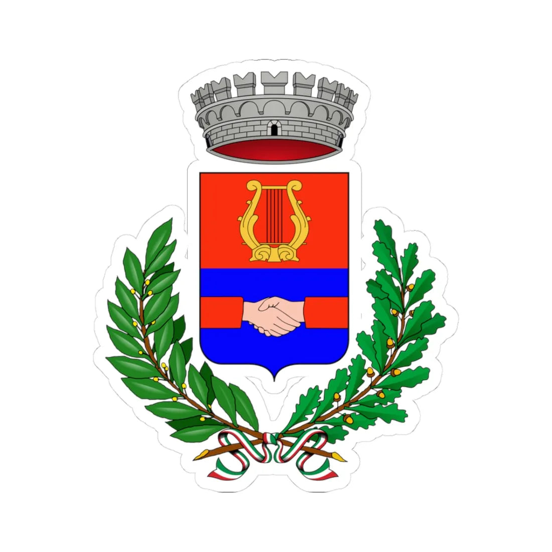 Calvenzano-Stemma (Italy) (Coat of Arms) STICKER Vinyl Kiss-Cut Decal 3 Inch White - The Sticker Space