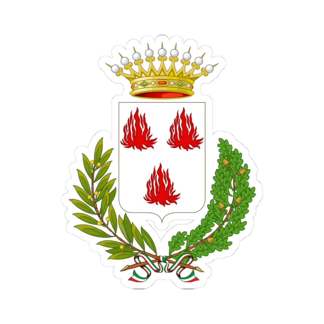 Calvi dellUmbria-Stemma (Italy) (Coat of Arms) STICKER Vinyl Kiss-Cut Decal 3 Inch White - The Sticker Space