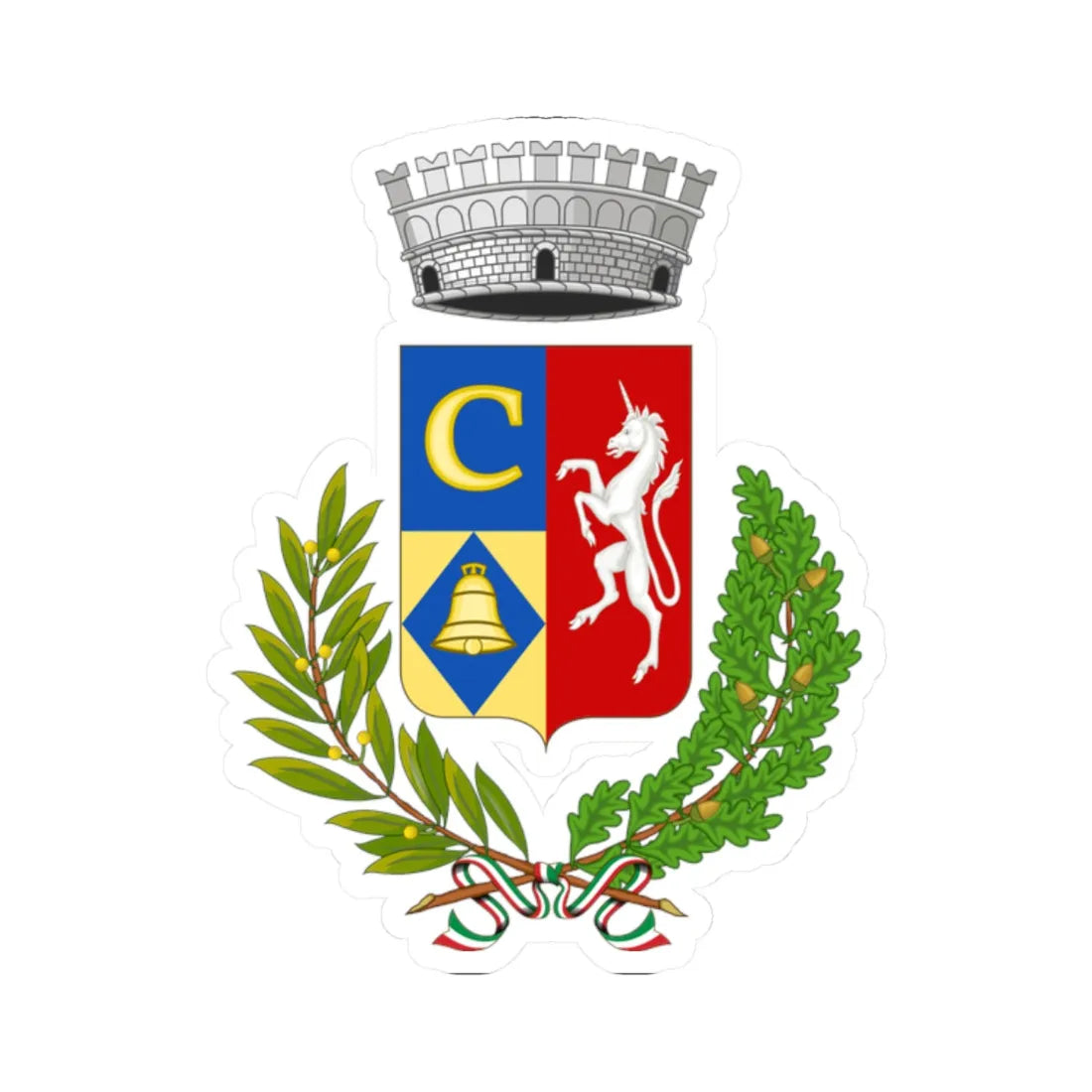 Cambiasca-Stemma (Italy) (Coat of Arms) STICKER Vinyl Kiss-Cut Decal 2 Inch White - The Sticker Space