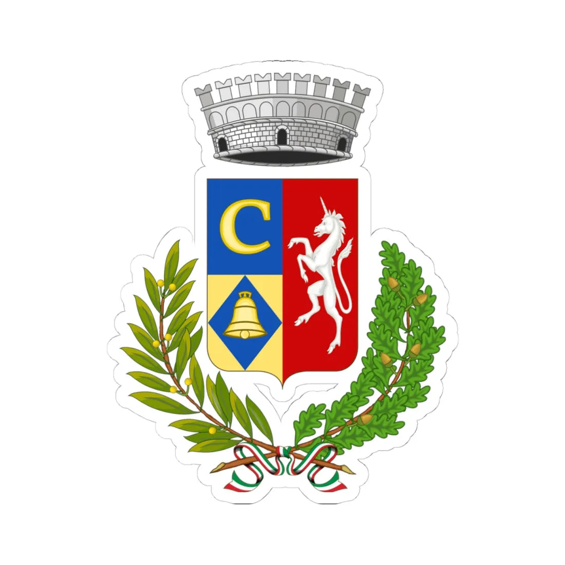 Cambiasca-Stemma (Italy) (Coat of Arms) STICKER Vinyl Kiss-Cut Decal 4 Inch White - The Sticker Space