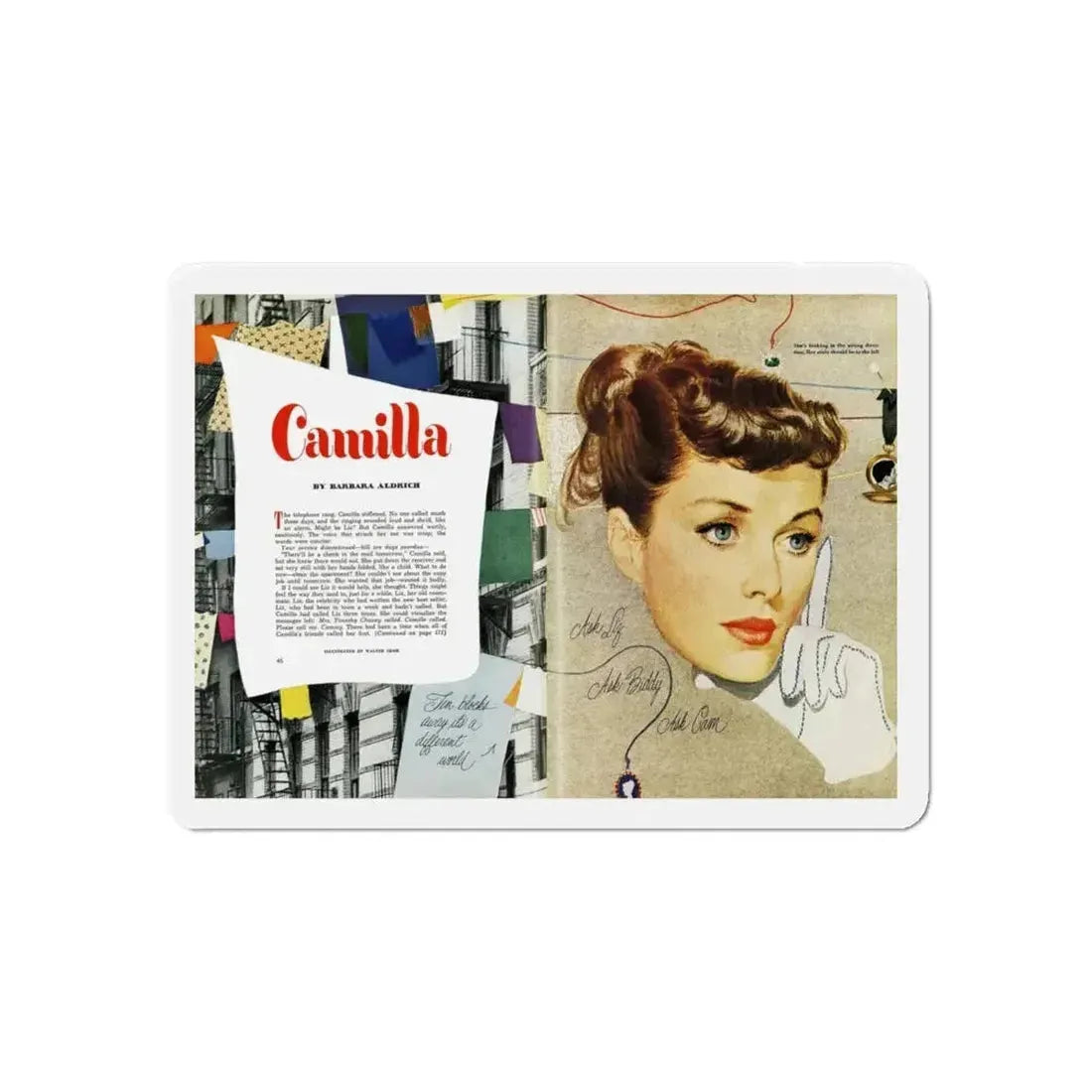 Camilla, Good Housekeeping, June 1949 (Magazine Illustration) Refrigerator Magnet - The Sticker Space