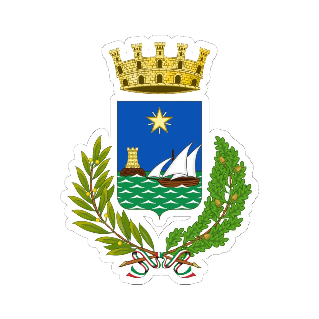 Camogli-Stemma (Italy) (Coat of Arms) STICKER Vinyl Kiss-Cut Decal 6 Inch White - The Sticker Space