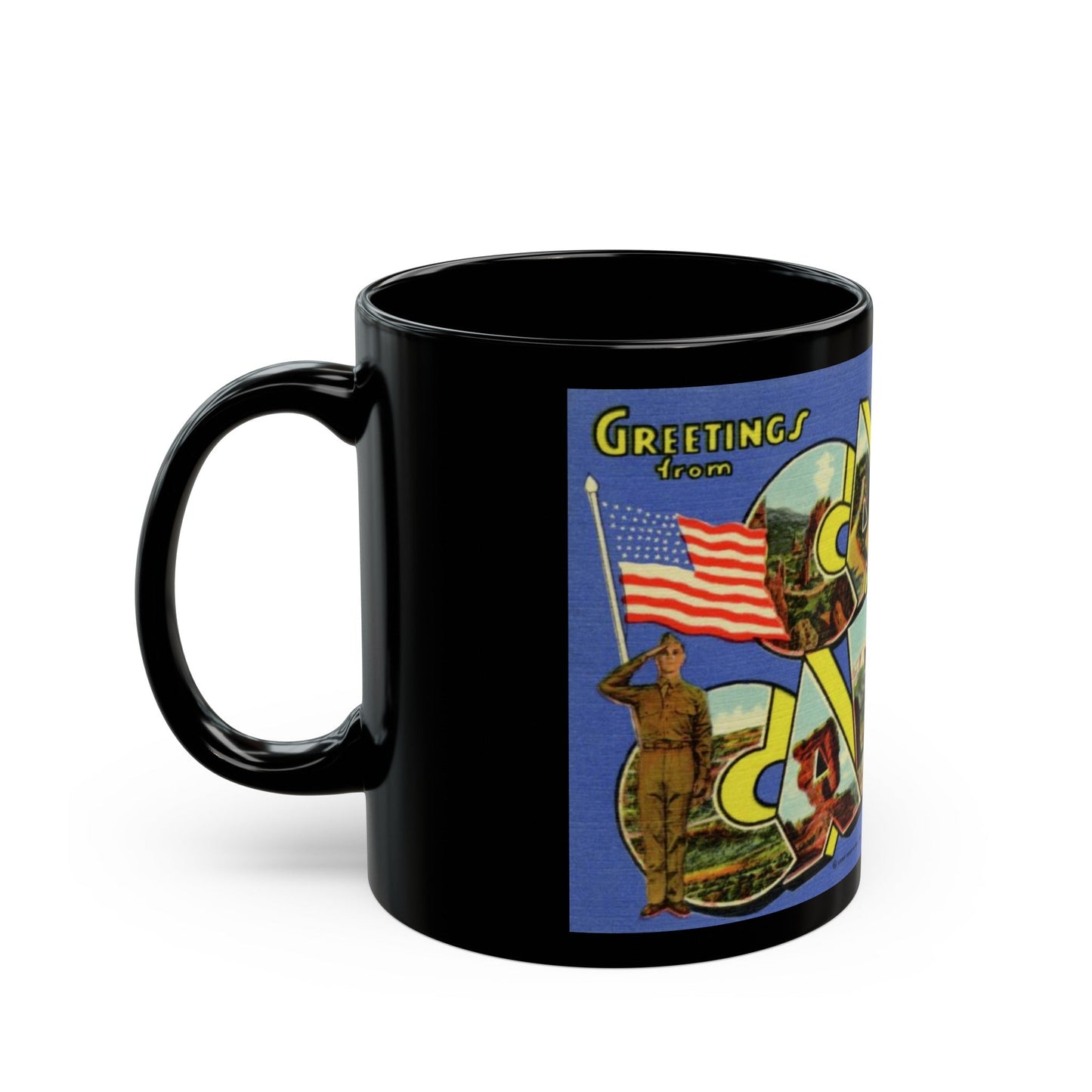 Camp Carson Colorado (Greeting Postcards) Black Coffee Mug-The Sticker Space