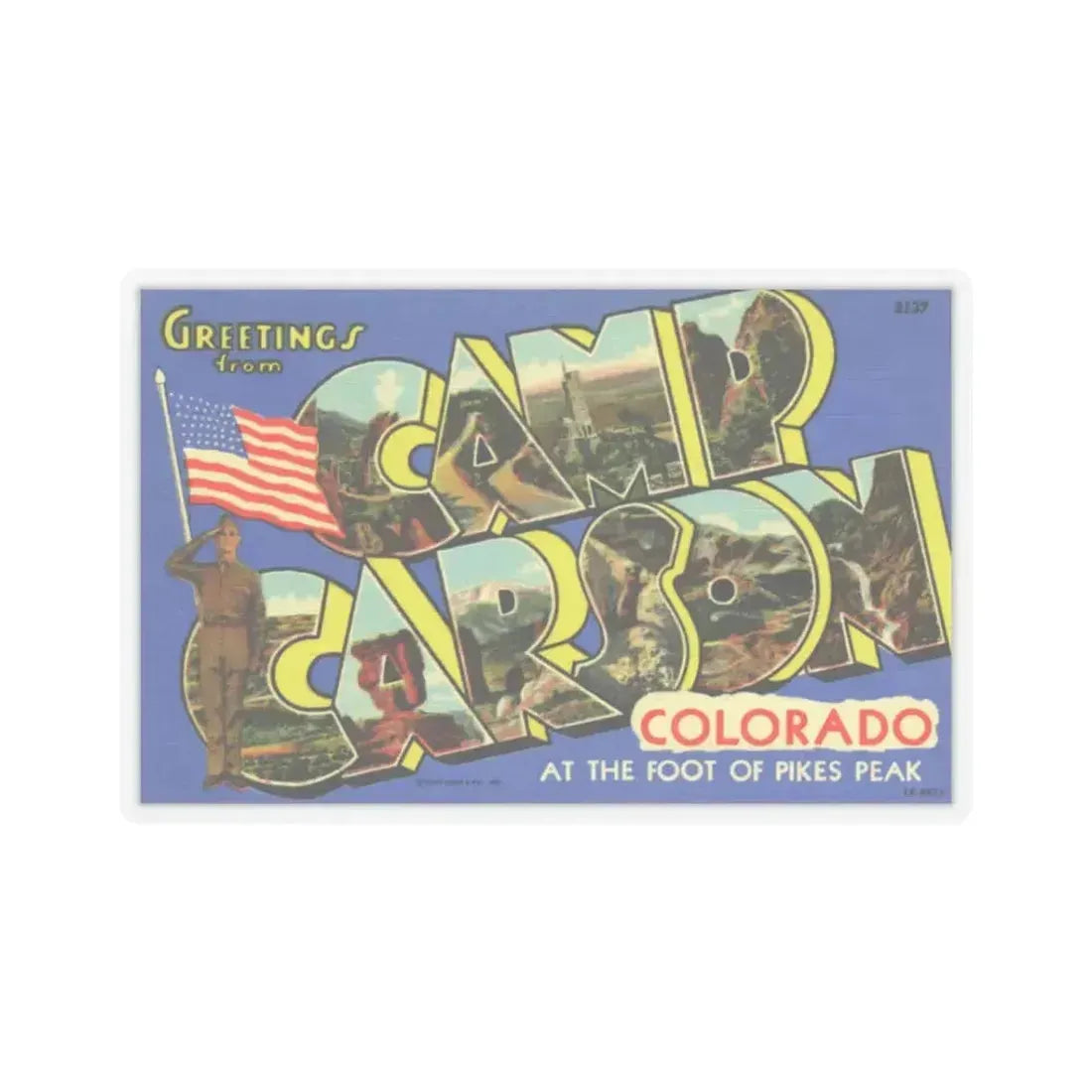 Camp Carson Colorado (Greeting Postcards) STICKER Vinyl Kiss-Cut Decal 3 Inch Transparent - The Sticker Space
