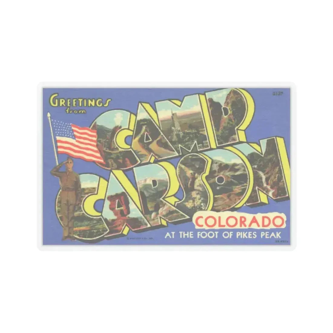 Camp Carson Colorado (Greeting Postcards) STICKER Vinyl Kiss-Cut Decal 4 Inch Transparent - The Sticker Space