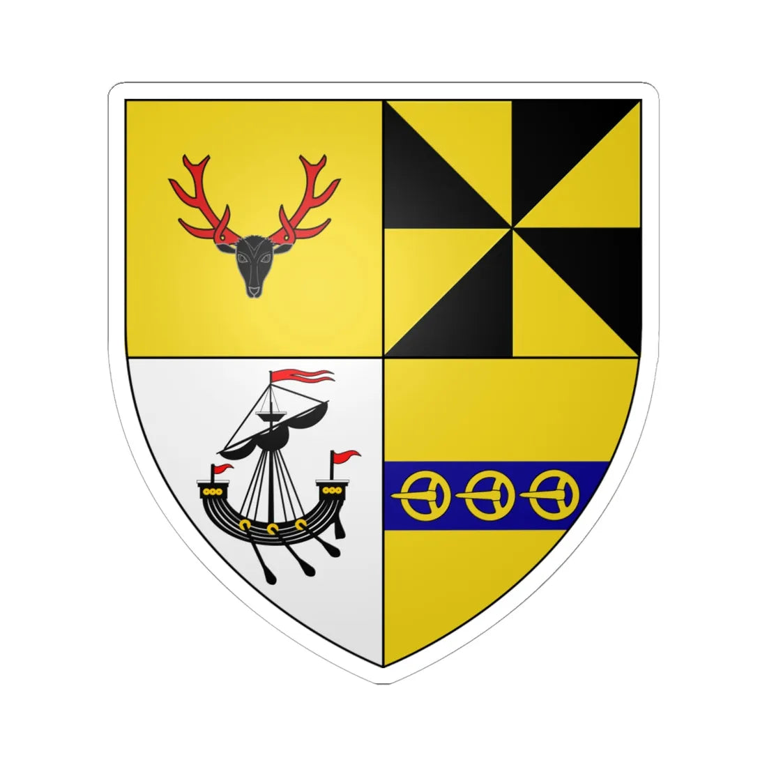 Campbell of Cawdor arms (Scotland) (Coat of Arms) STICKER Vinyl Kiss-Cut Decal 6 Inch White - The Sticker Space