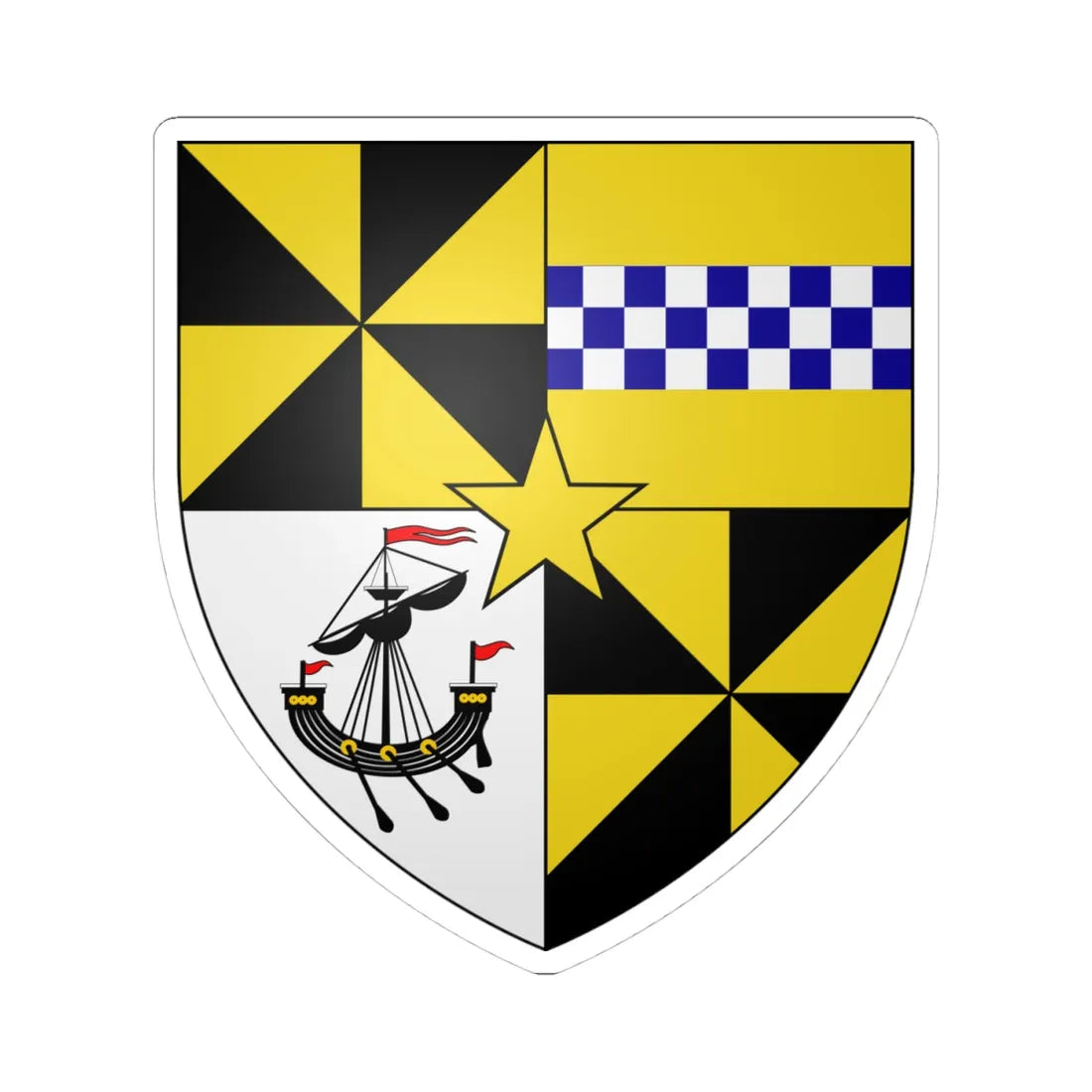 Campbell of Monzie arms (Scotland) (Coat of Arms) STICKER Vinyl Kiss-Cut Decal 4 Inch White - The Sticker Space