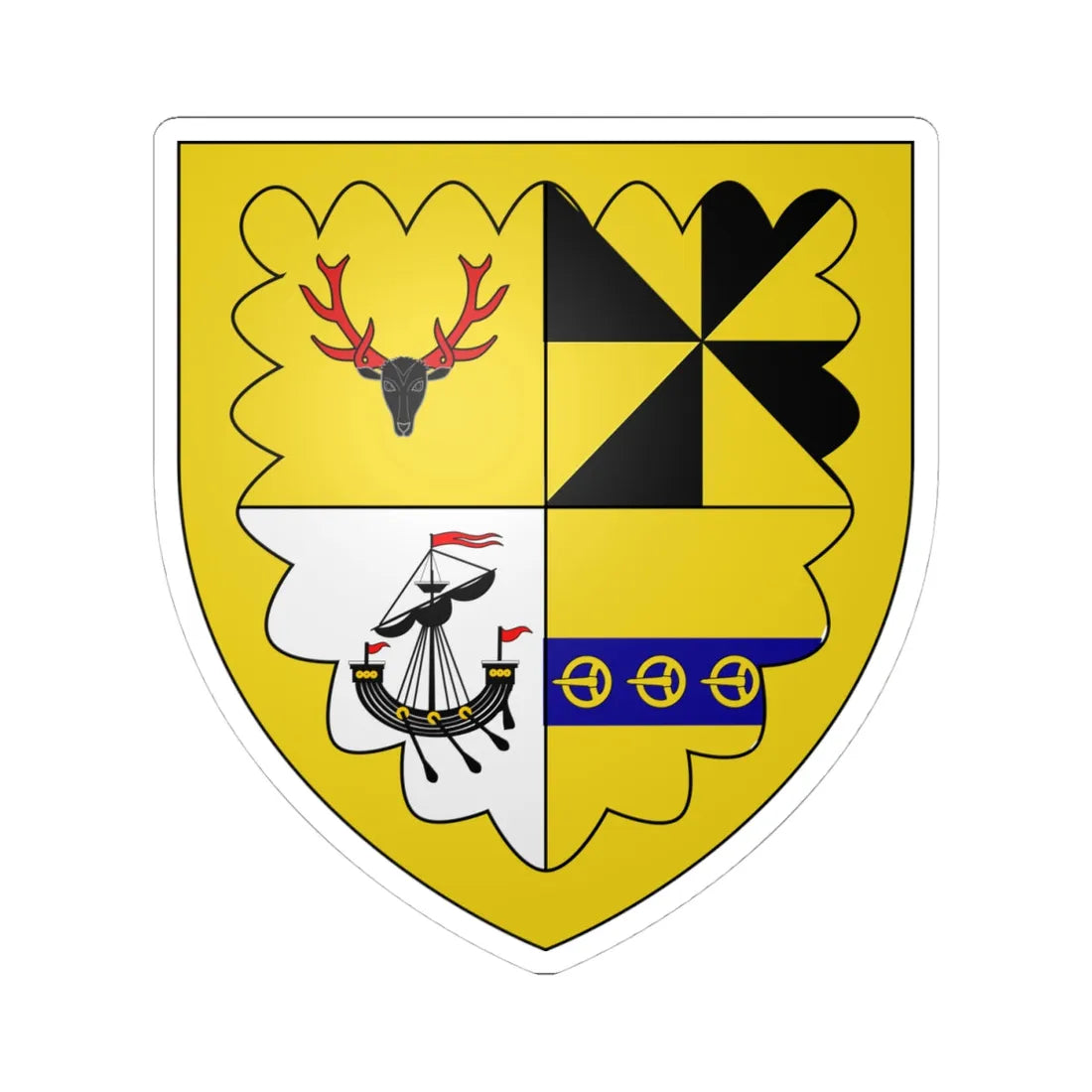 Campbell of Moy arms (Scotland) (Coat of Arms) STICKER Vinyl Kiss-Cut Decal 4 Inch White - The Sticker Space
