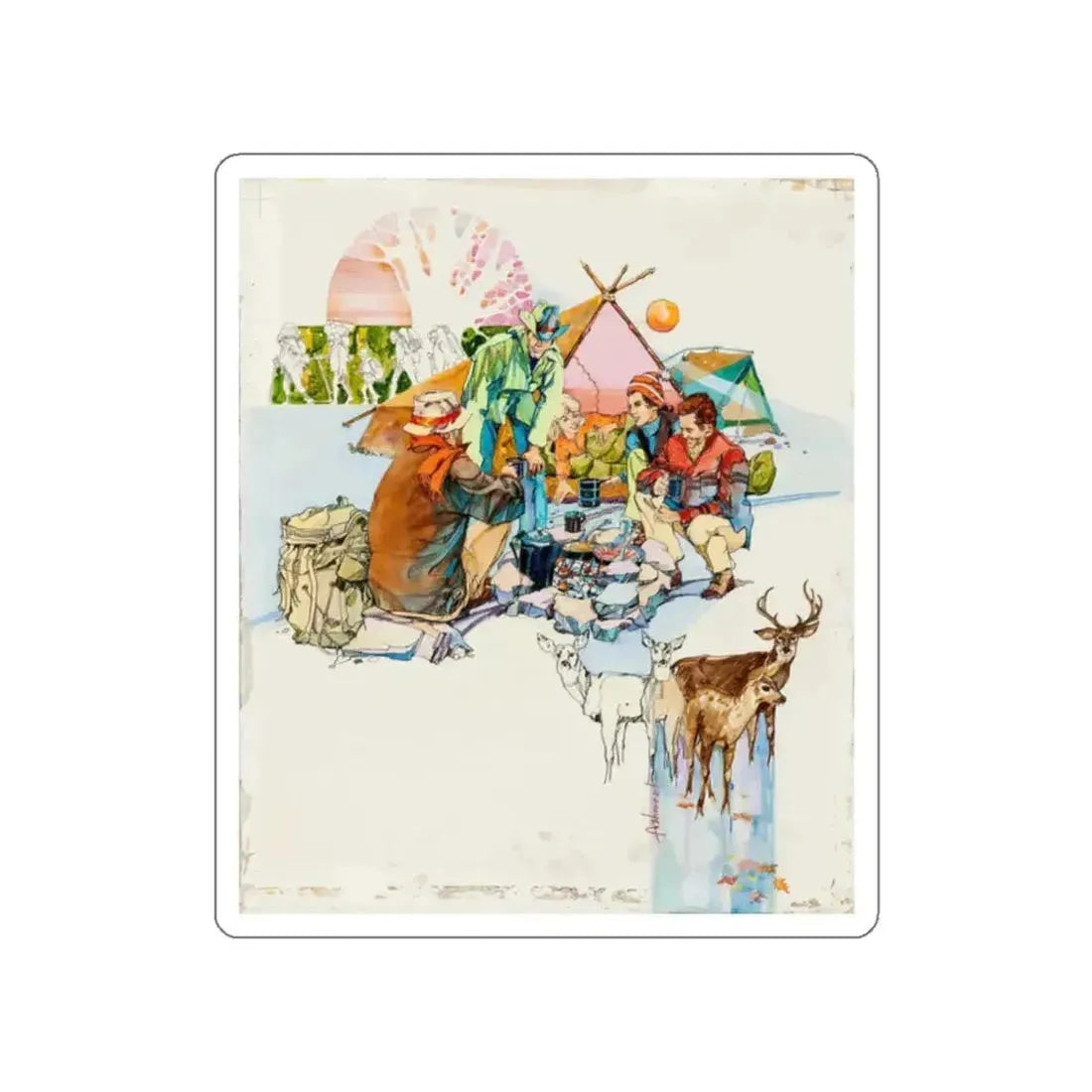 Camping Adventure Illustration (Magazine Illustration) STICKER Vinyl Die-Cut Decal - The Sticker Space
