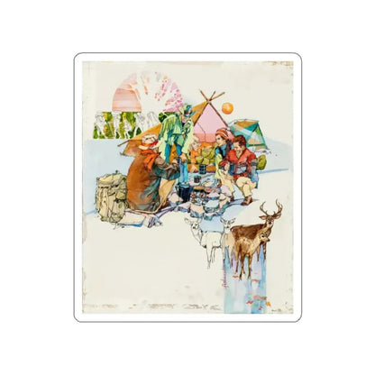 Camping Adventure Illustration (Magazine Illustration) STICKER Vinyl Die-Cut Decal White Die-Cut 2 Inch - The Sticker Space