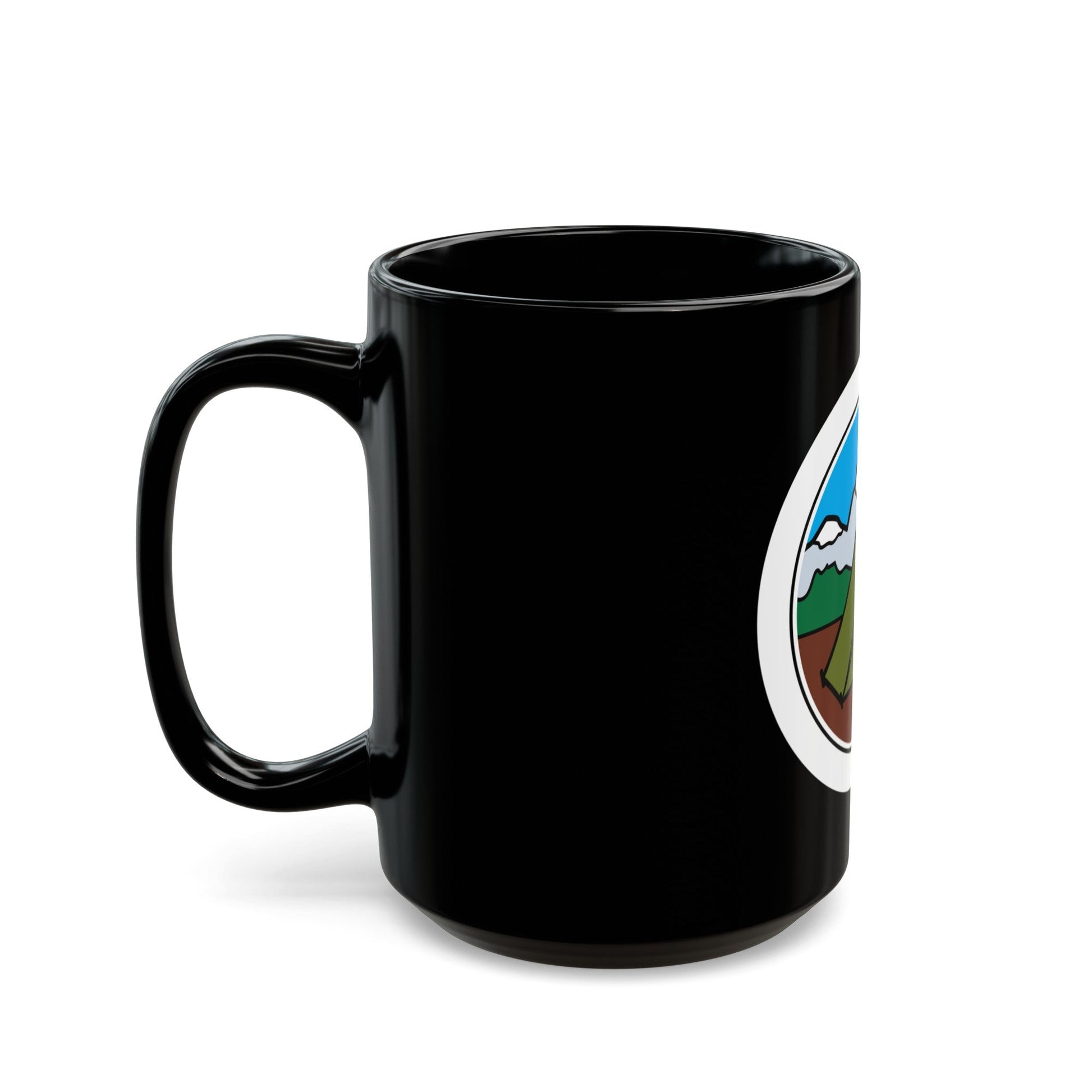 Camping (Boy Scout Merit Badge) Black Coffee Mug-The Sticker Space