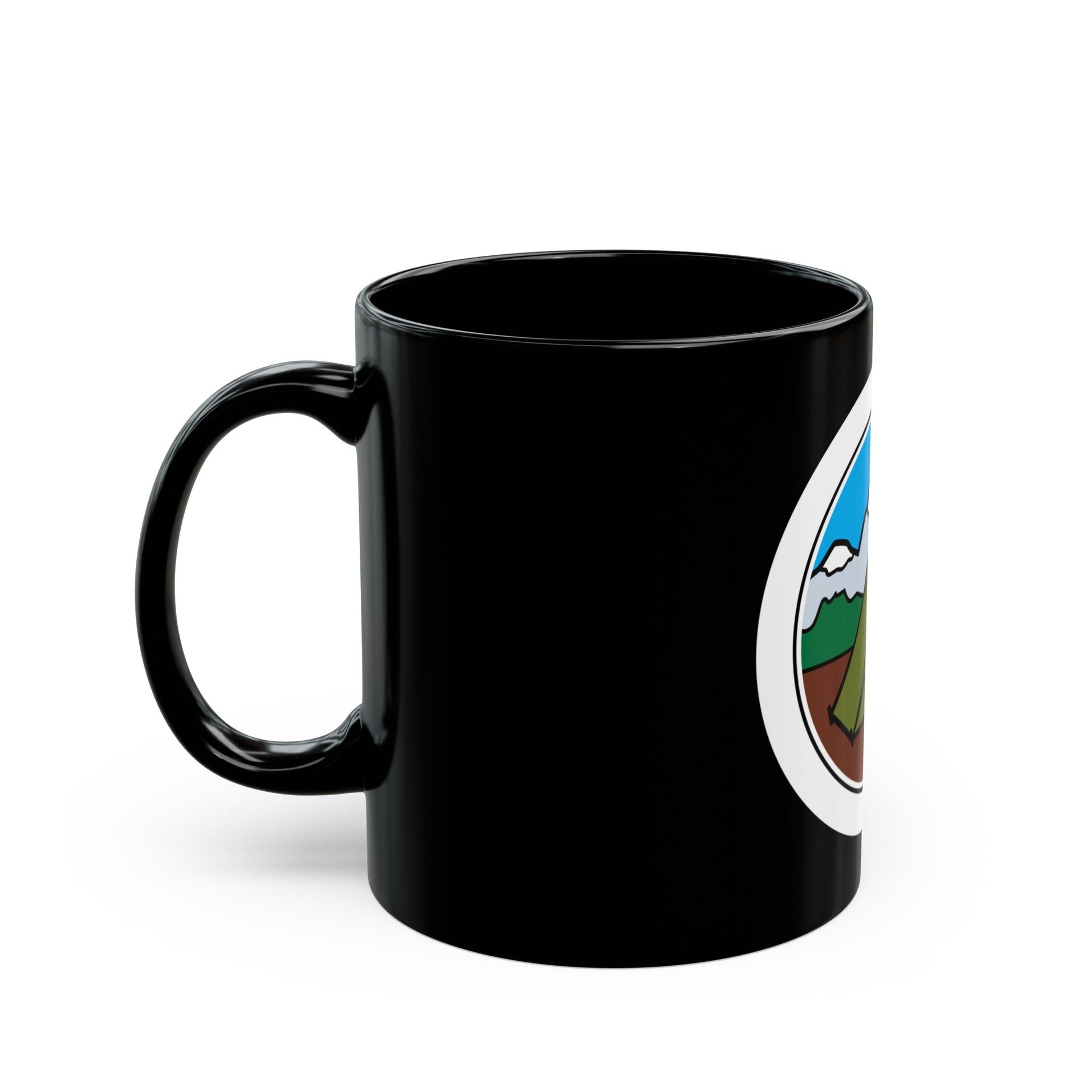 Camping (Boy Scout Merit Badge) Black Coffee Mug-The Sticker Space