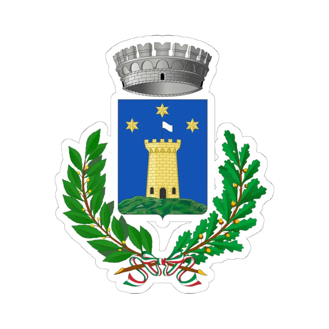 Camporgiano-Stemma (Italy) (Coat of Arms) STICKER Vinyl Kiss-Cut Decal 6 Inch White - The Sticker Space