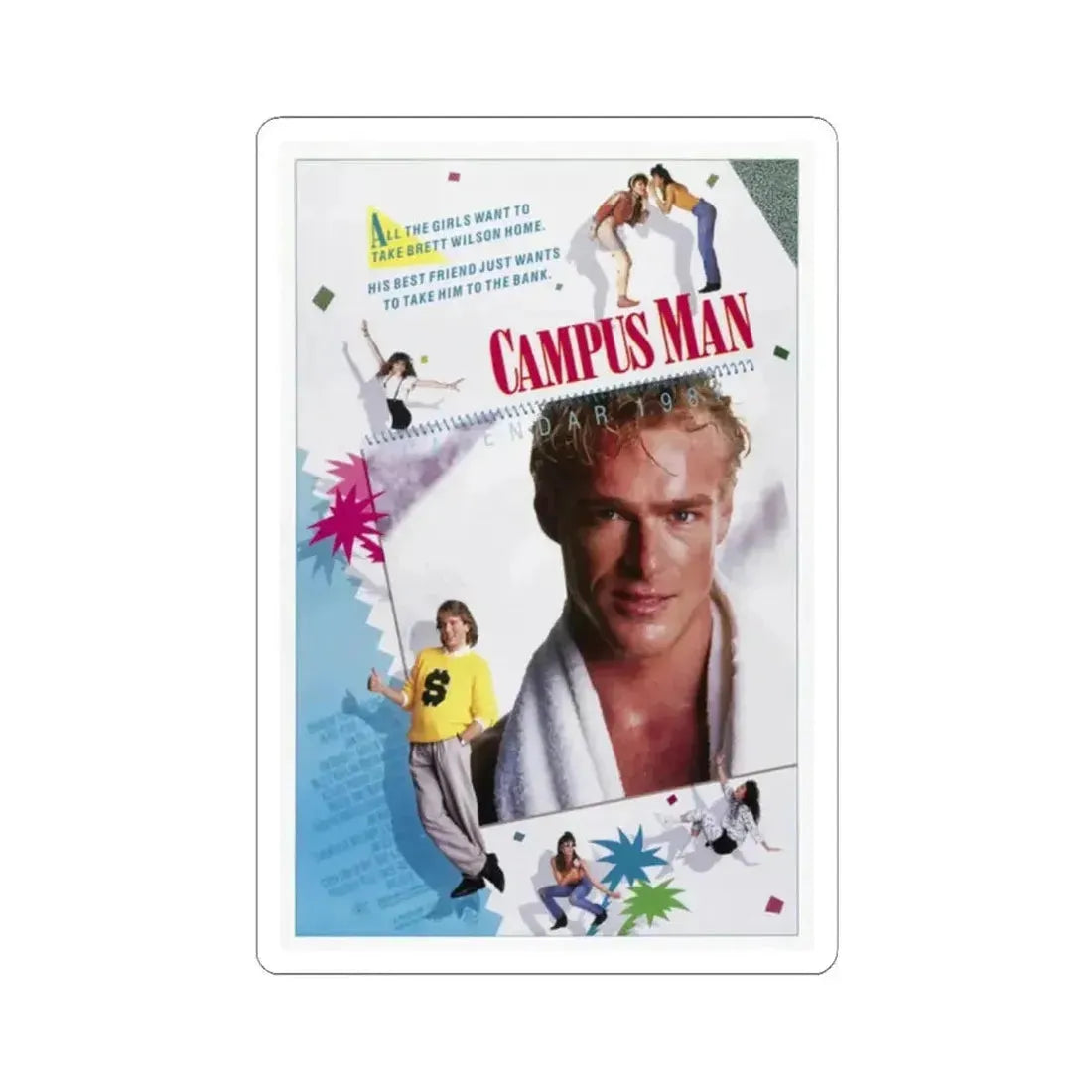 Campus Man 1987 Movie Poster - STICKER Vinyl Kiss-Cut Decal 2 Inch White - The Sticker Space