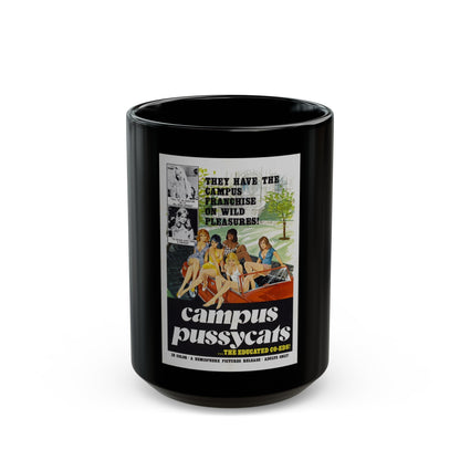 CAMPUS PUSSYCATS 1973 Movie Poster - Black Coffee Mug-15oz-The Sticker Space