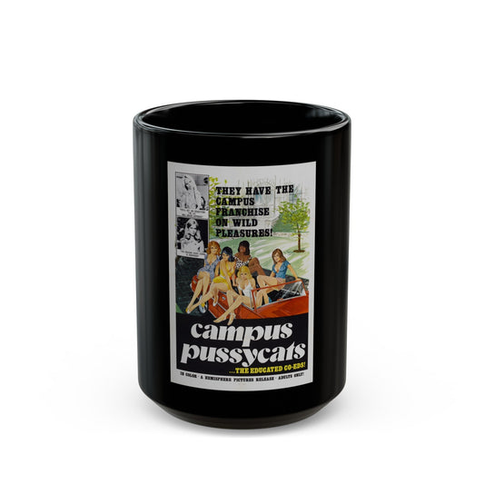 CAMPUS PUSSYCATS 1973 Movie Poster - Black Coffee Mug-15oz-The Sticker Space