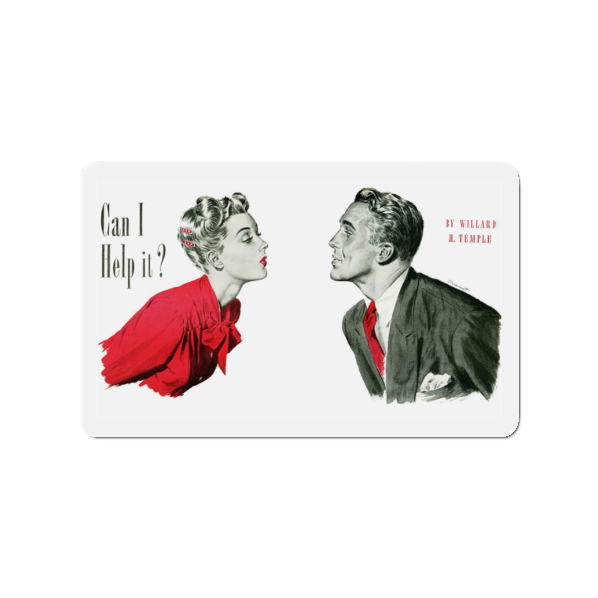 Can I Help it, Good Housekeeping, January 1944 (Magazine Illustration) Refrigerator Magnet-2" x 2"-The Sticker Space