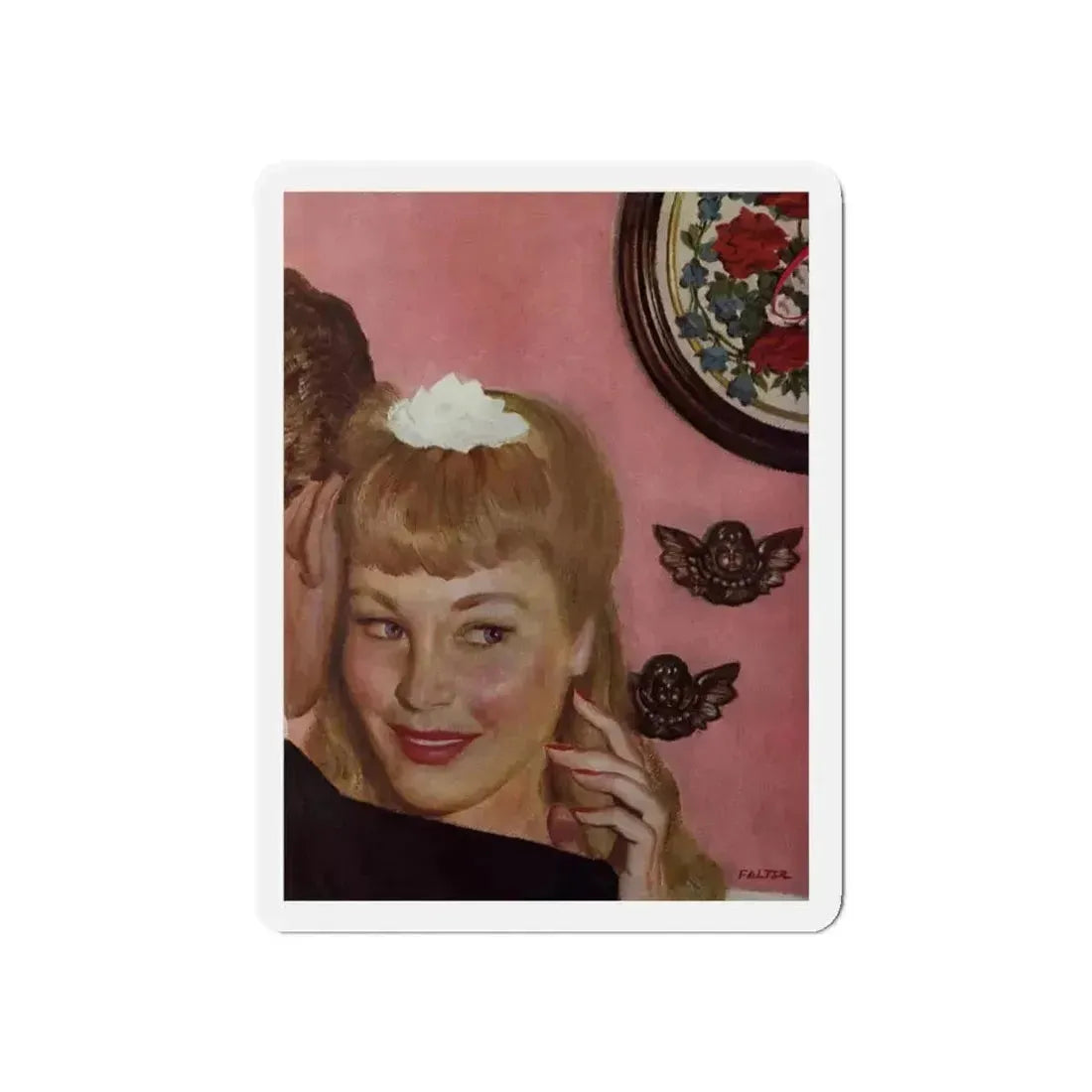 Can she Bake a Cherry Pie, Ladies' Home Journal, December 1941 (Magazine Illustration) Refrigerator Magnet 5 Inch - The Sticker Space