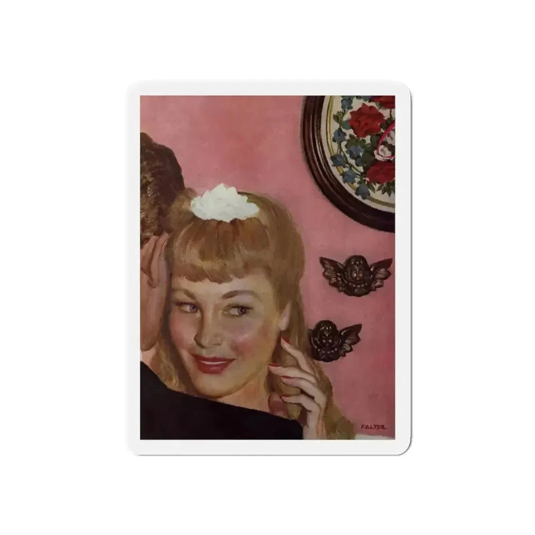 Can she Bake a Cherry Pie, Ladies' Home Journal, December 1941 (Magazine Illustration) Refrigerator Magnet - The Sticker Space