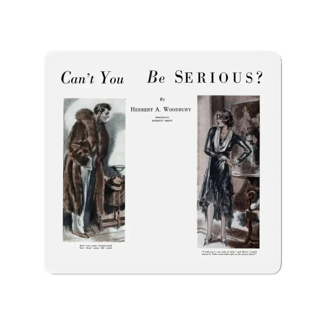 Can't You Be Serious (1), Smart Set Magazine, February 1930 (Magazine Illustration) Refrigerator Magnet 3 Inch - The Sticker Space
