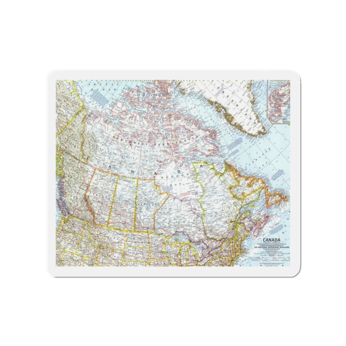 Canada (1961) (Map) Refrigerator Magnet-2" x 2"-The Sticker Space