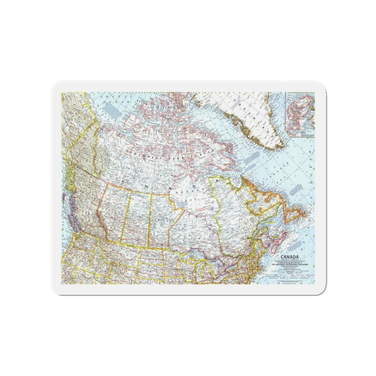 Canada (1961) (Map) Refrigerator Magnet-3" x 3"-The Sticker Space