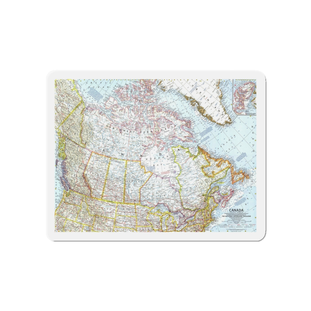 Canada (1961) (Map) Refrigerator Magnet-5" x 5"-The Sticker Space