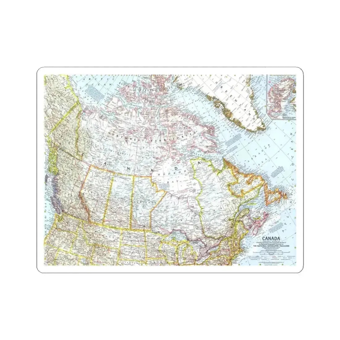 Canada (1961) (Map) STICKER Vinyl Kiss-Cut Decal 6 Inch White - The Sticker Space