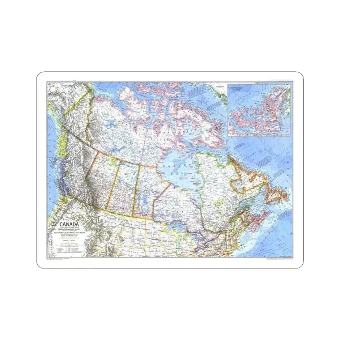 Canada (1972) (Map) STICKER Vinyl Kiss-Cut Decal 4 Inch White - The Sticker Space