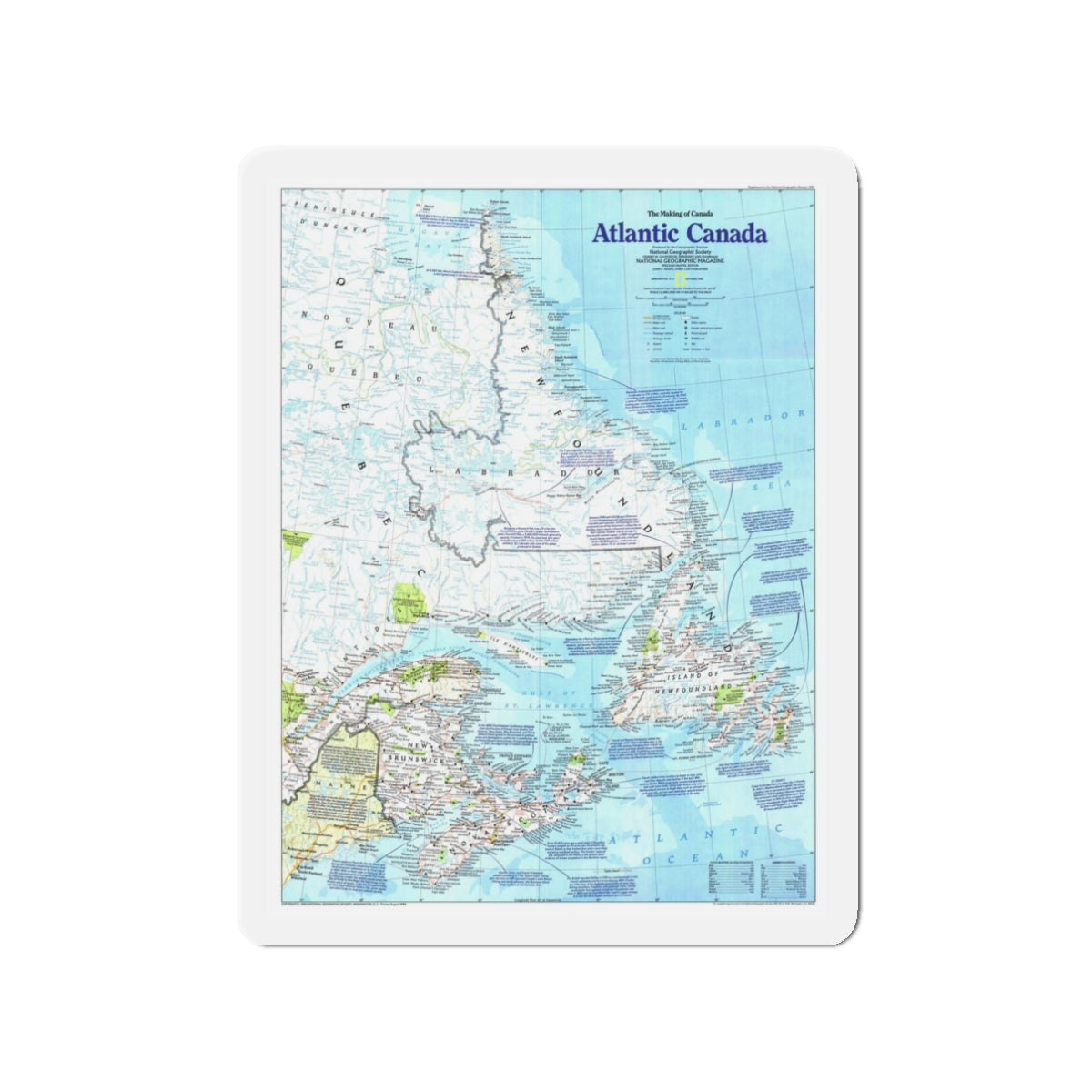 Canada - Atlantic 1 (1992) (Map) Refrigerator Magnet-3" x 3"-The Sticker Space