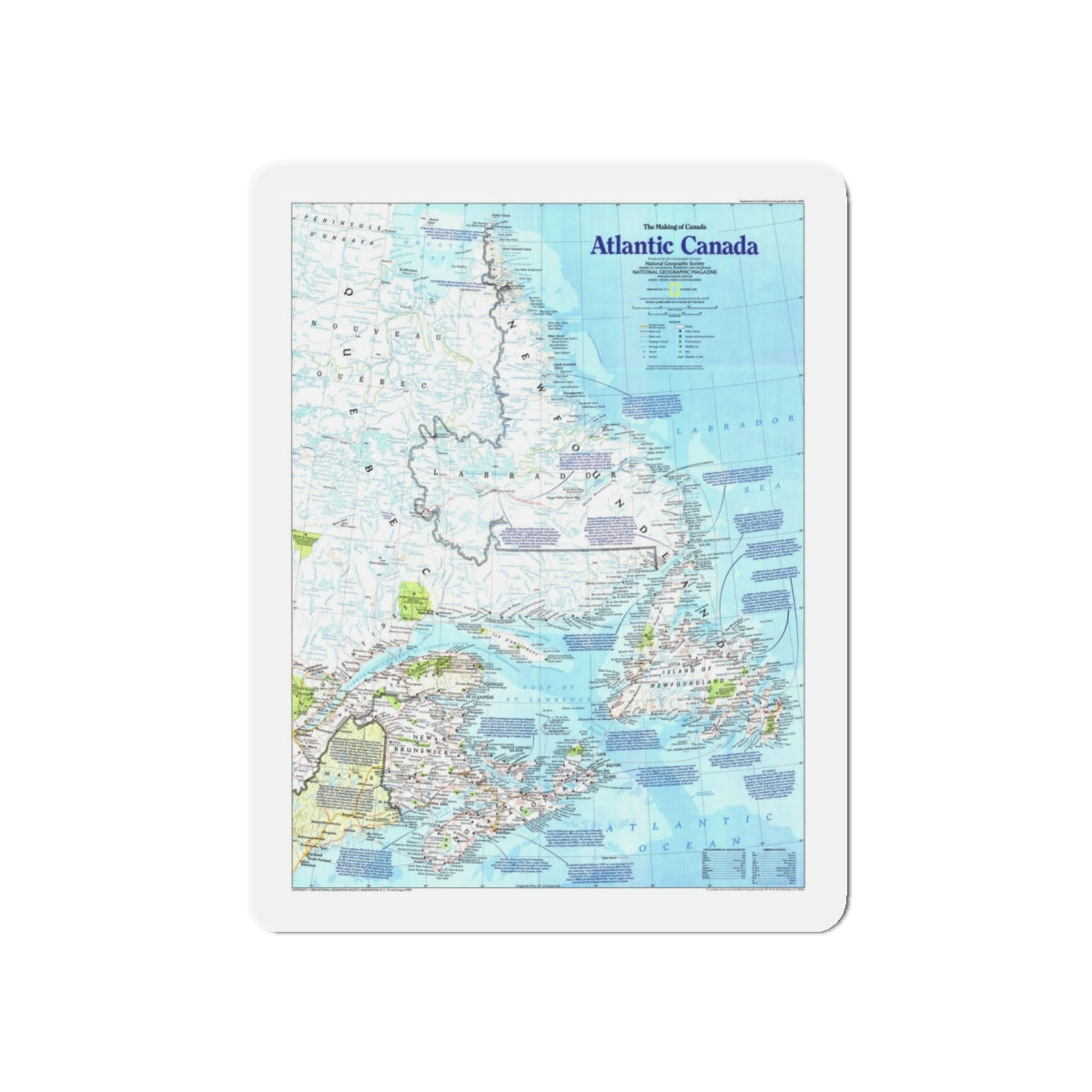 Canada - Atlantic 1 (1992) (Map) Refrigerator Magnet-5" x 5"-The Sticker Space