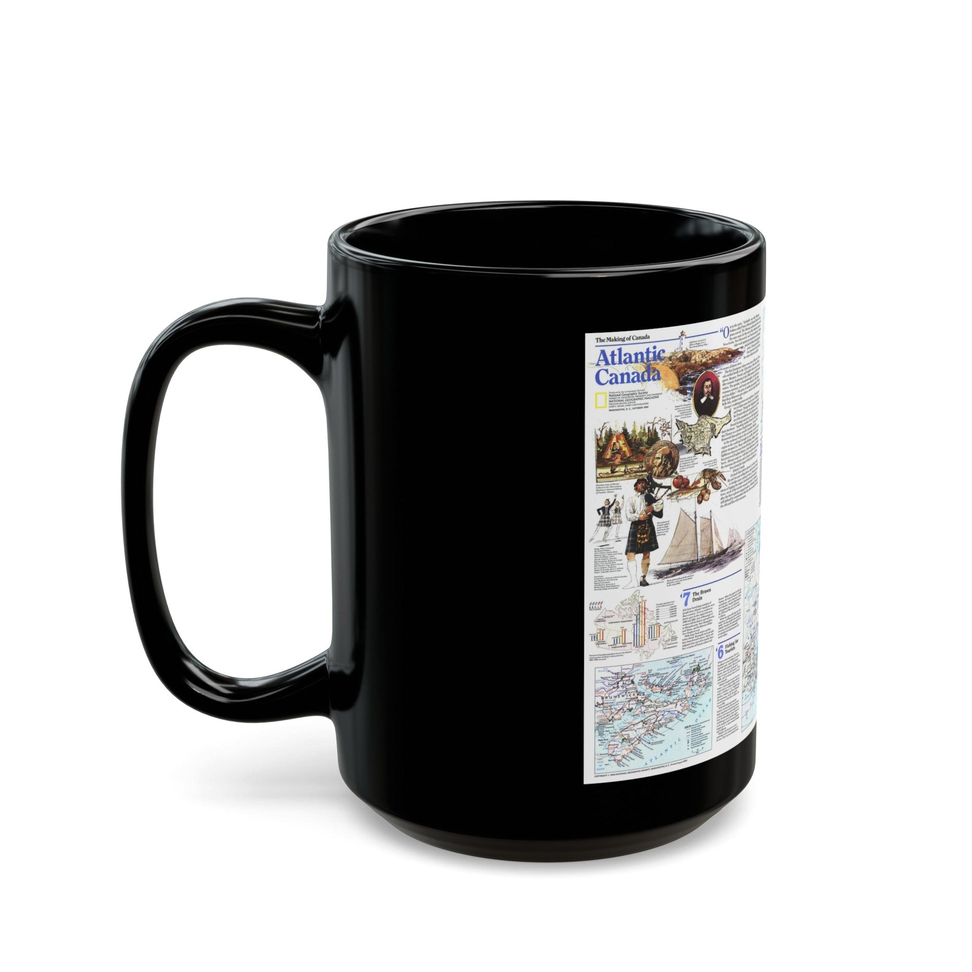 Canada - Atlantic 2 (1993) (Map) Black Coffee Mug-The Sticker Space